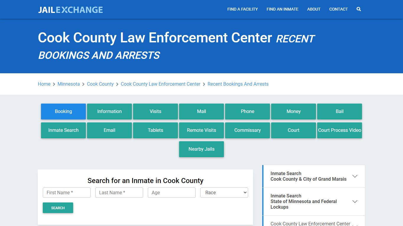 Cook County Law Enforcement Center Recent Bookings And Arrests